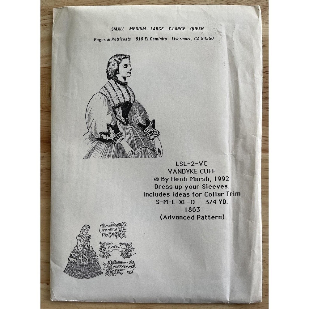 VANDYKE CUFF "Dress Up Your Sleeves" Sewing Craft Pattern‎ By Heidi Marsh UNCUT
